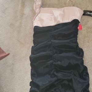 Hailey  NWT ruched pink n black 1 shoulder dress